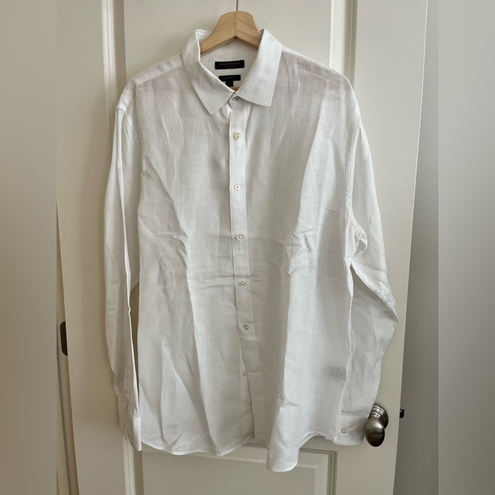 Banana Republic Men's Crisp White Linen Shirt